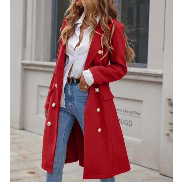 Classic Solid Double Button Mid Length Jacket Coat - Picture 11 of 13